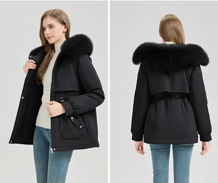 Women’s Thick Parka Coat with Detachable Faux Fur Collar