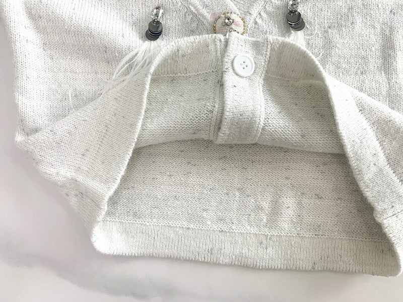 Embellished Feather Button Cardigan