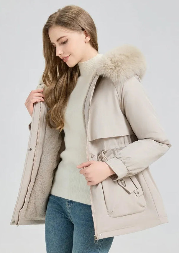 Women’s Thick Parka Coat with Detachable Faux Fur Collar