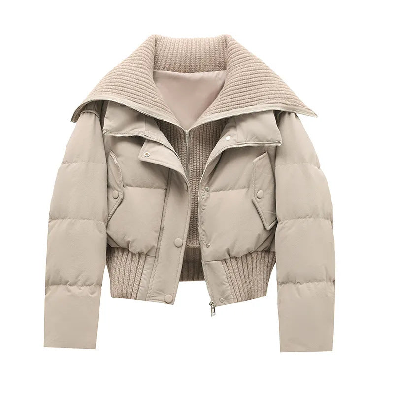 Knit-Trim Padded Bomber Jacket