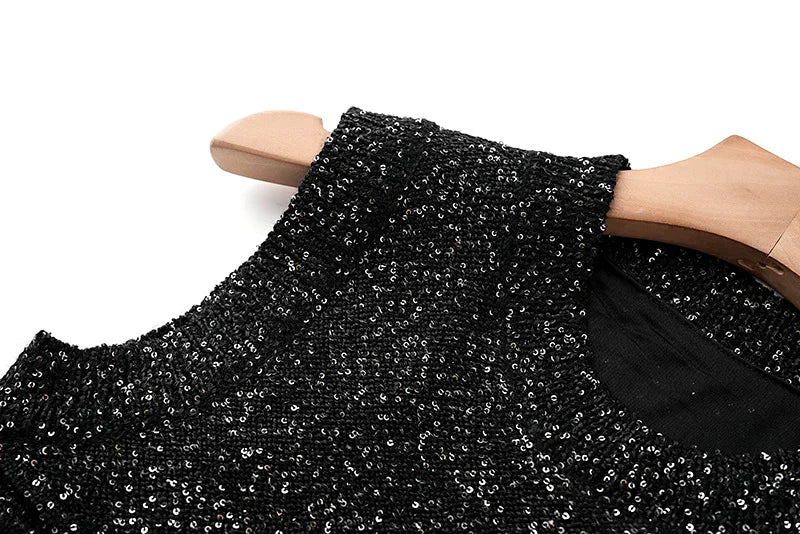 Black Sequin Bodycon Party Dress