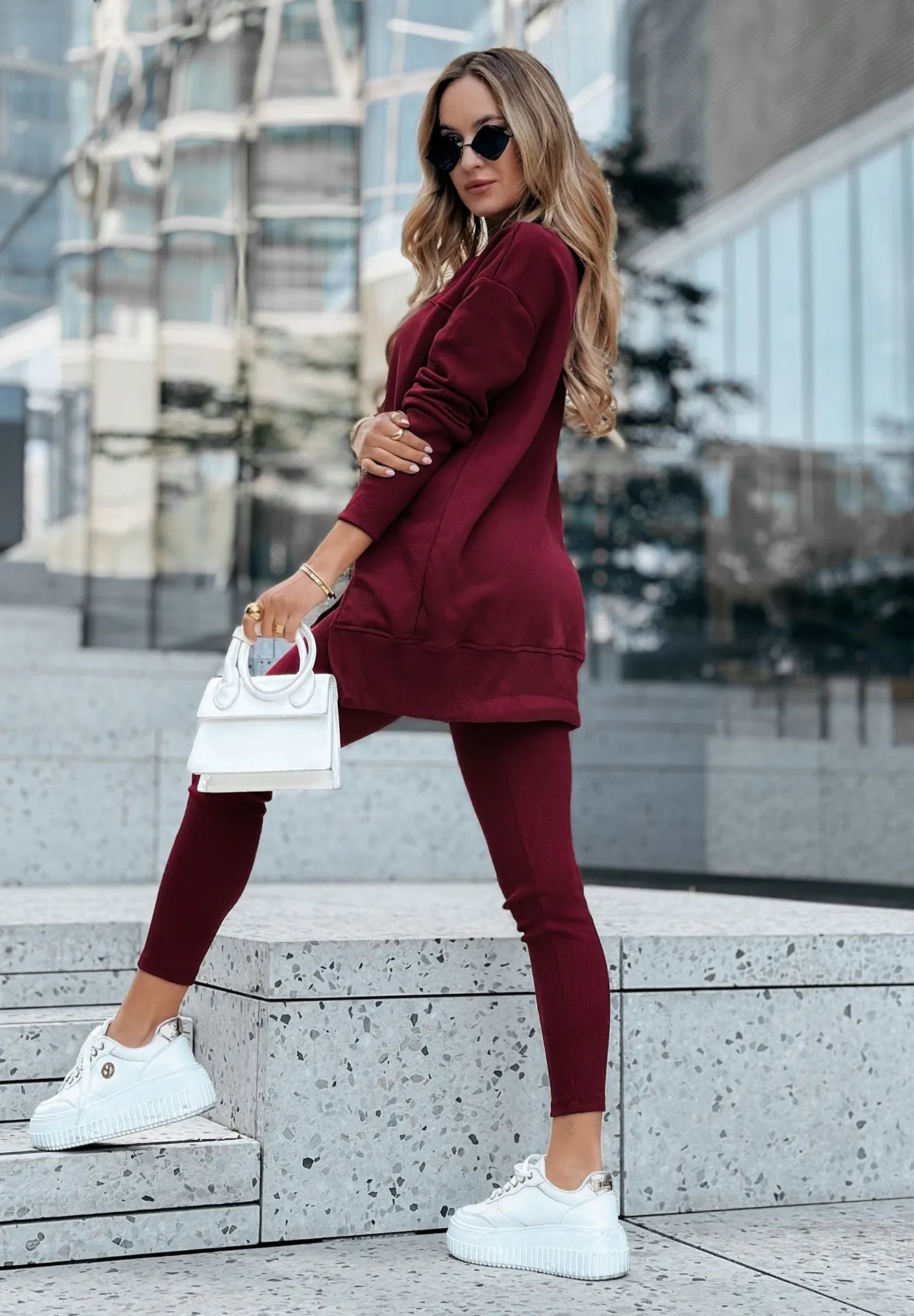 Women’s Casual 2-Piece Set – Oversized Sweatshirt & Leggings