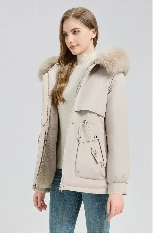 Women’s Thick Parka Coat with Detachable Faux Fur Collar