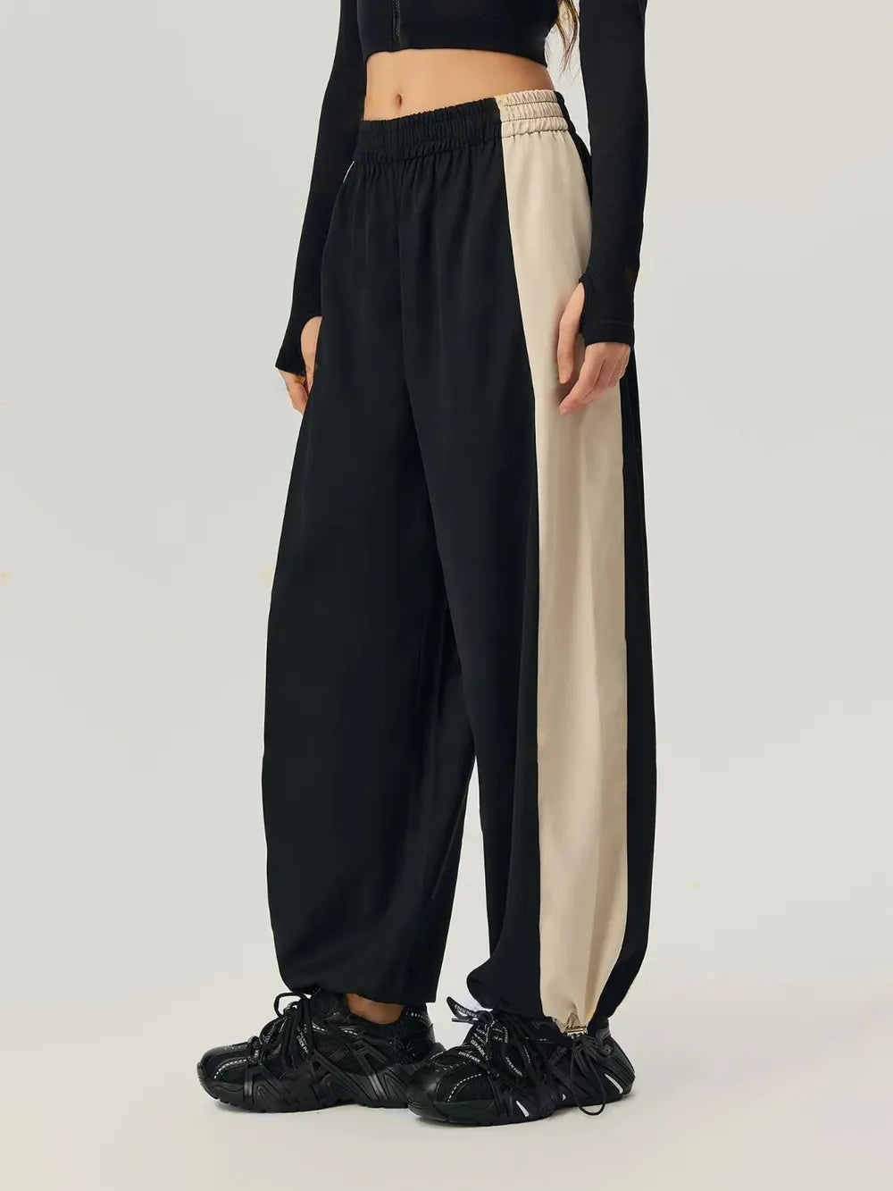 Colorblock Wide-Leg Track Pants