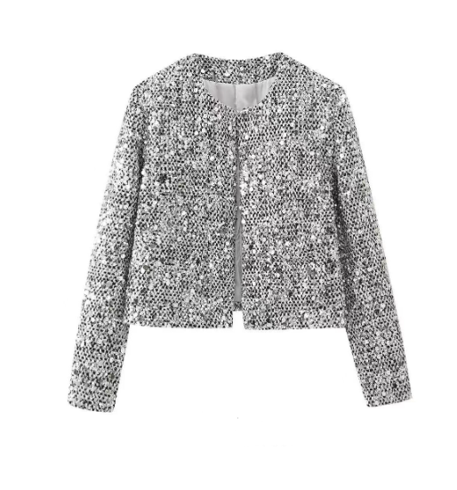 Elegant Sequin Tweed Jacket