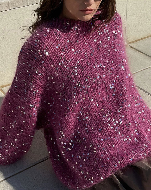 Mohair-Blend Lantern Sleeve Sweater