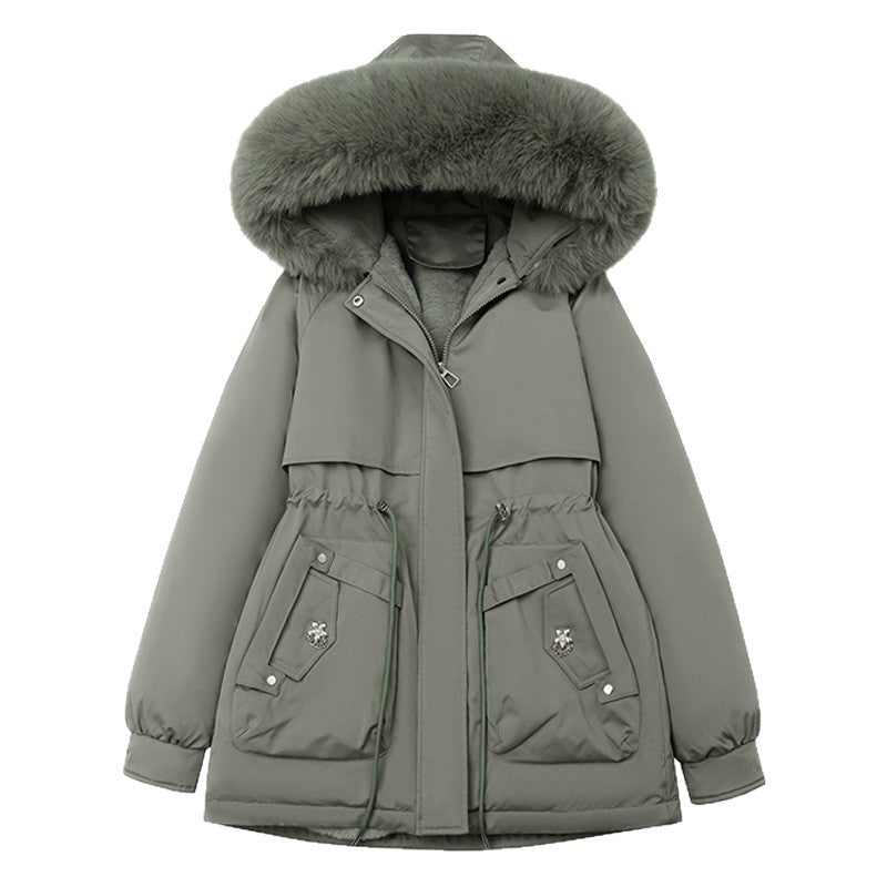 Women’s Thick Parka Coat with Detachable Faux Fur Collar