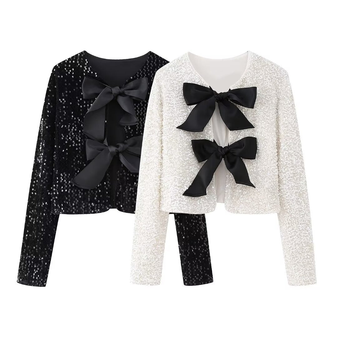 Women’s Sequin Bow Cardigan