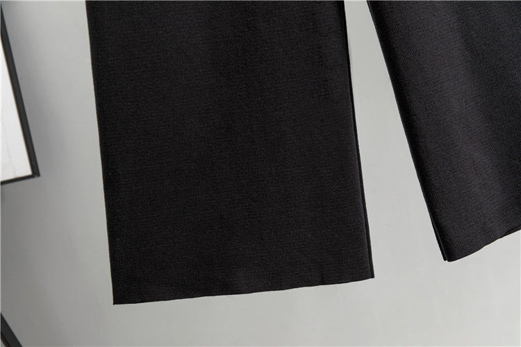 Knitted Geometric Cardigan & Wide Leg Pants 2 Piece Set