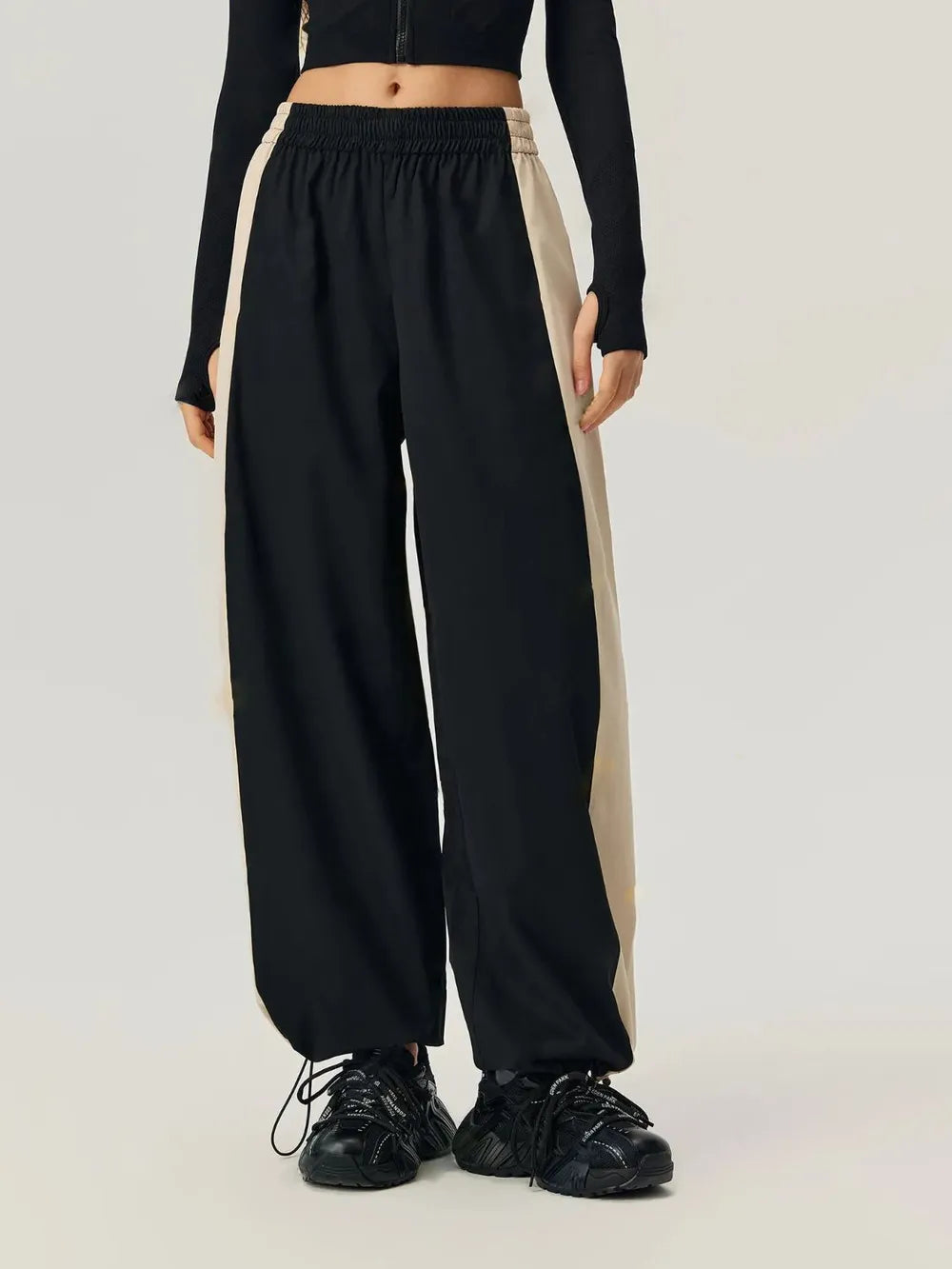 Colorblock Wide-Leg Track Pants
