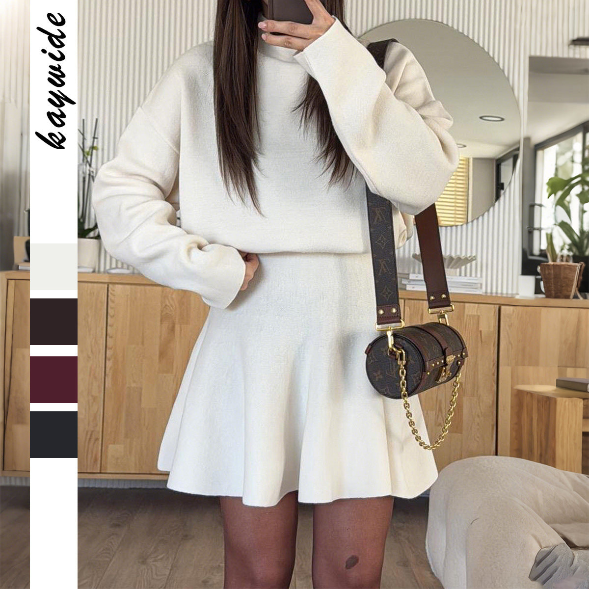 Two-Piece Knit Sweater and Skirt Set