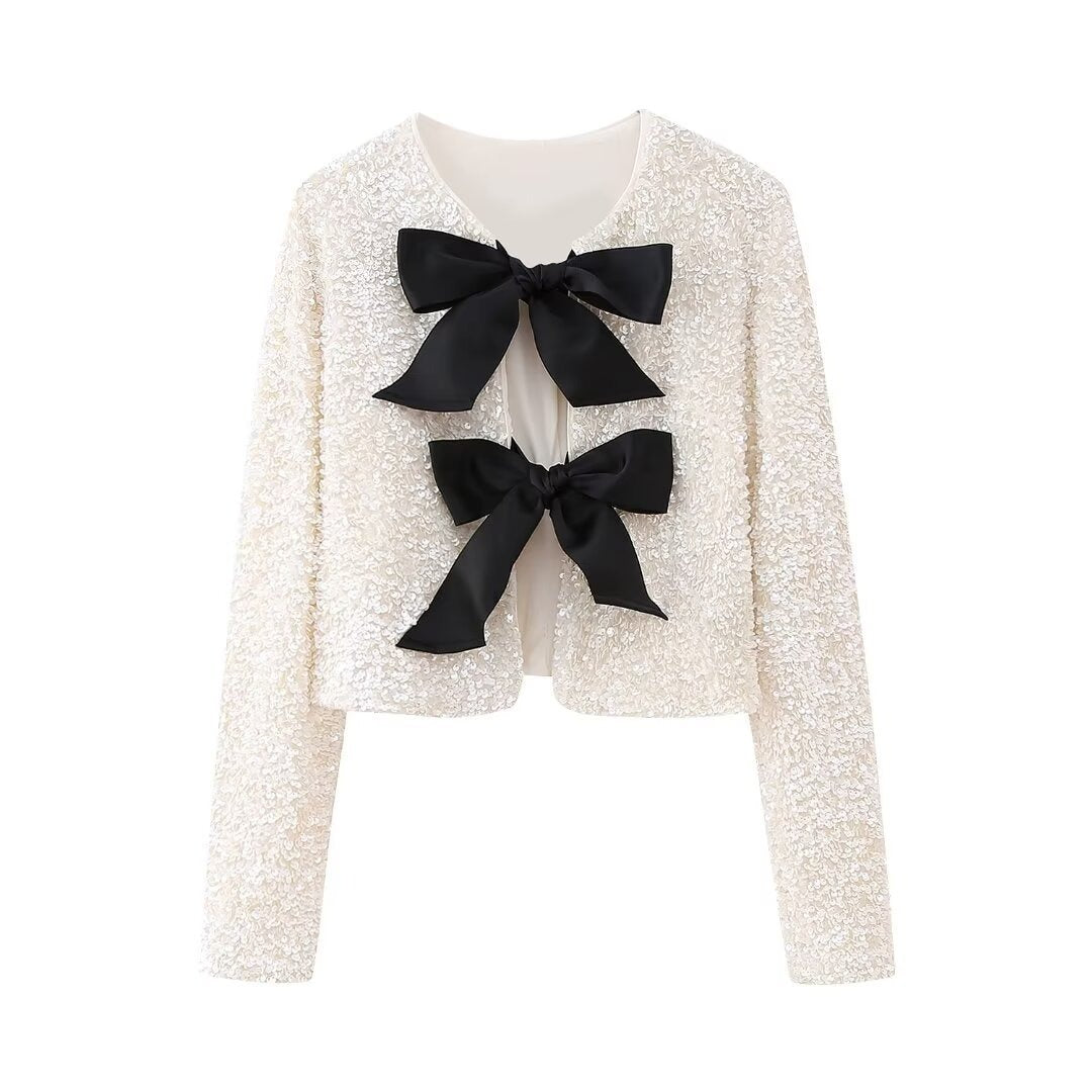 Women’s Sequin Bow Cardigan