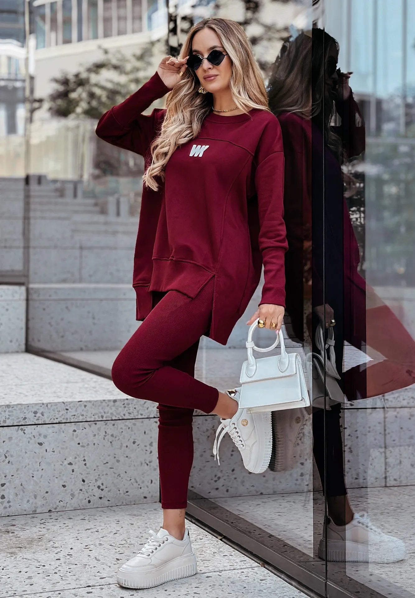Women’s Casual 2-Piece Set – Oversized Sweatshirt & Leggings