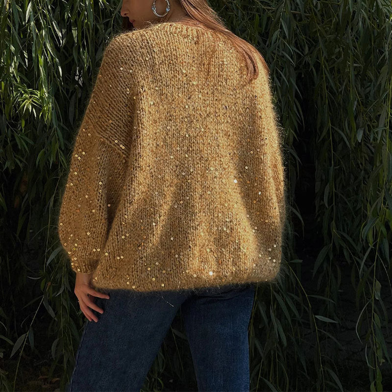 Mohair-Blend Lantern Sleeve Sweater