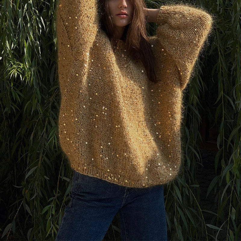 Mohair-Blend Lantern Sleeve Sweater