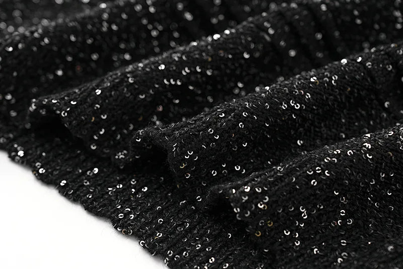 Black Sequin Bodycon Party Dress