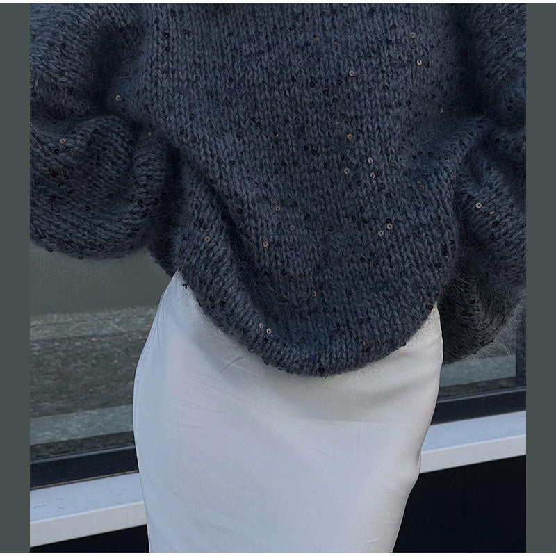 Mohair-Blend Lantern Sleeve Sweater