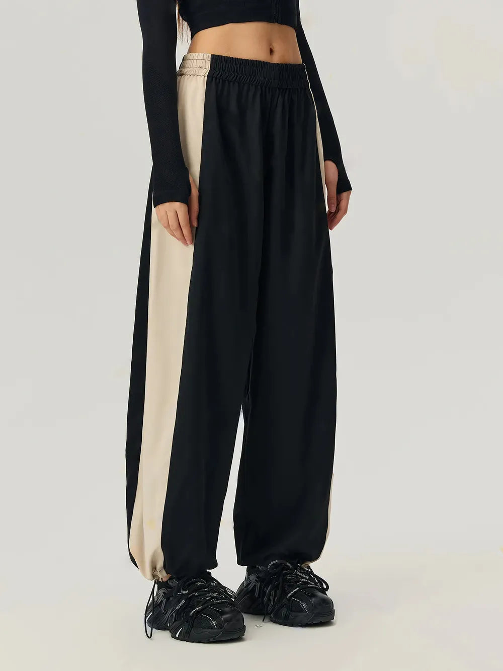 Colorblock Wide-Leg Track Pants