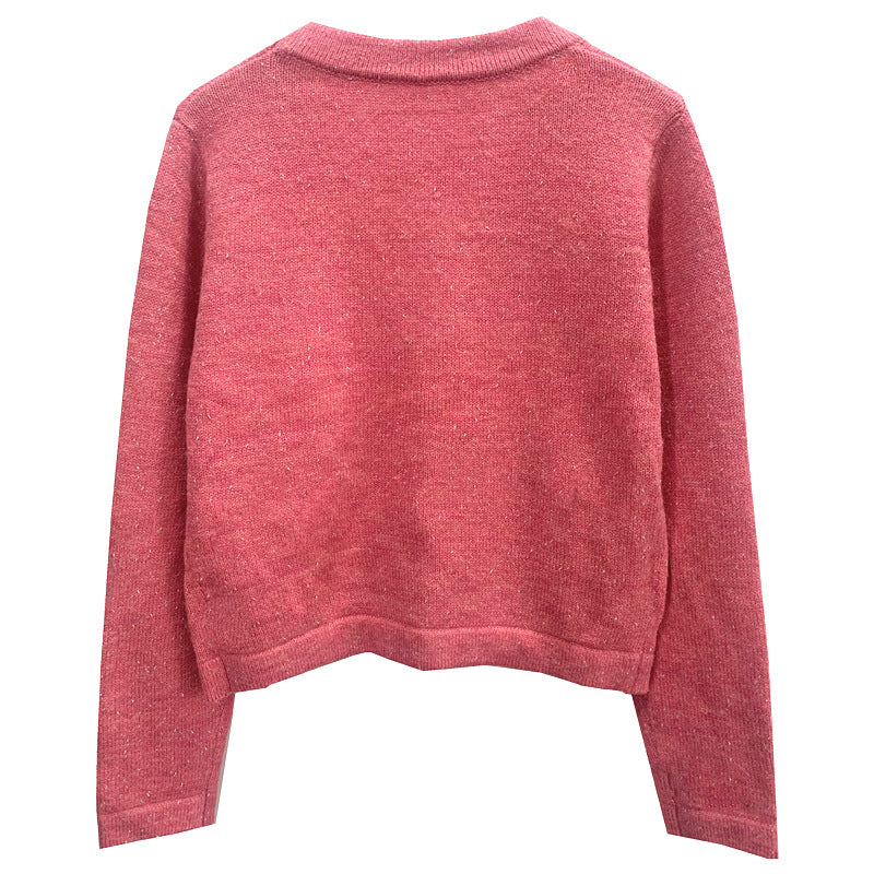 Embellished Feather Button Cardigan