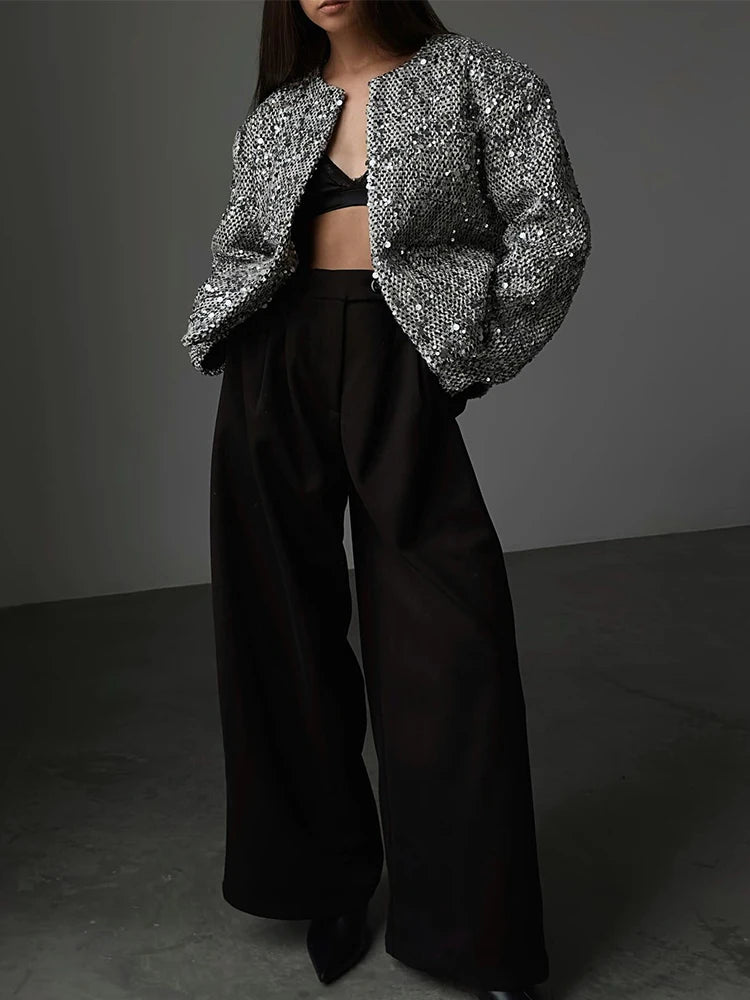 Elegant Sequin Tweed Jacket