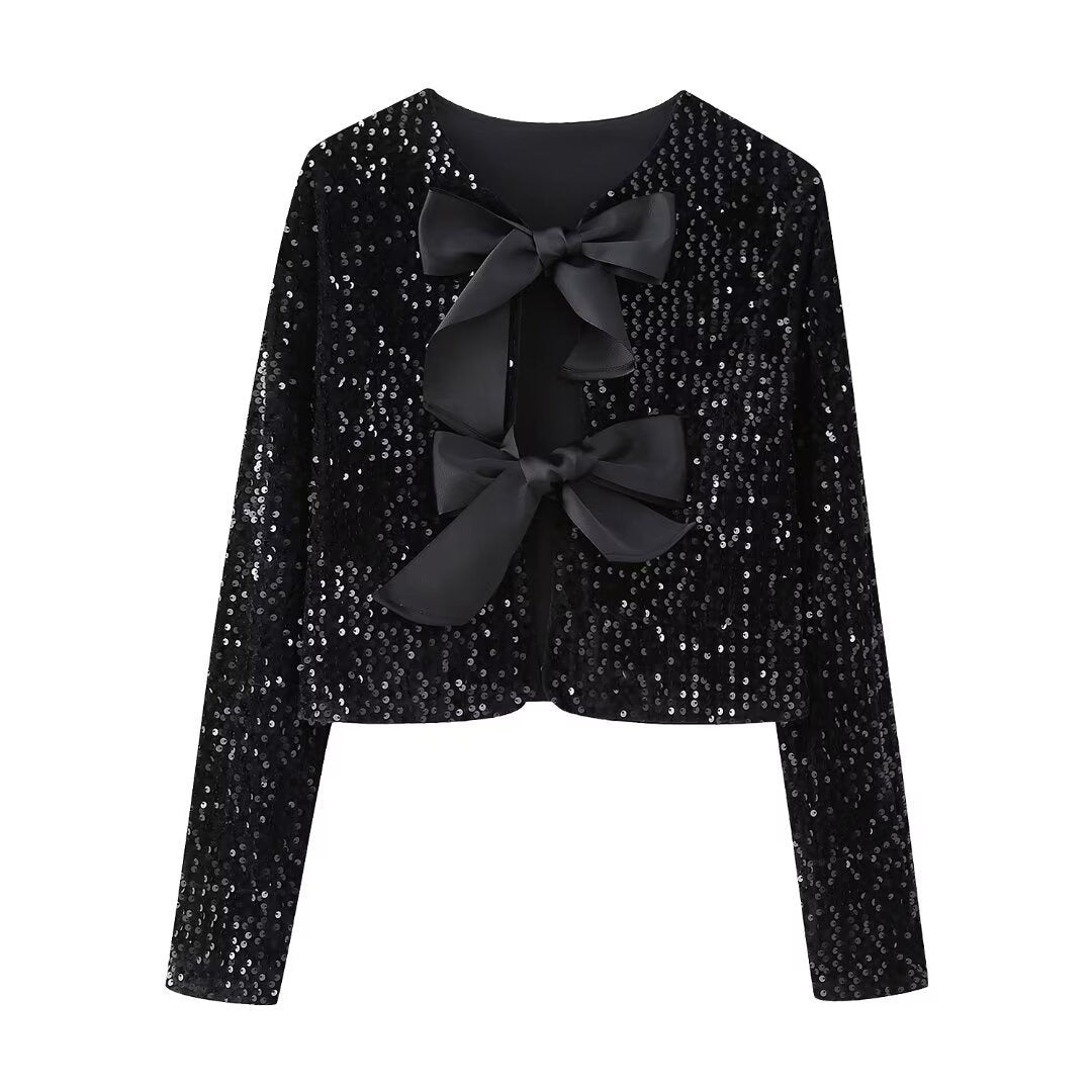 Women’s Sequin Bow Cardigan