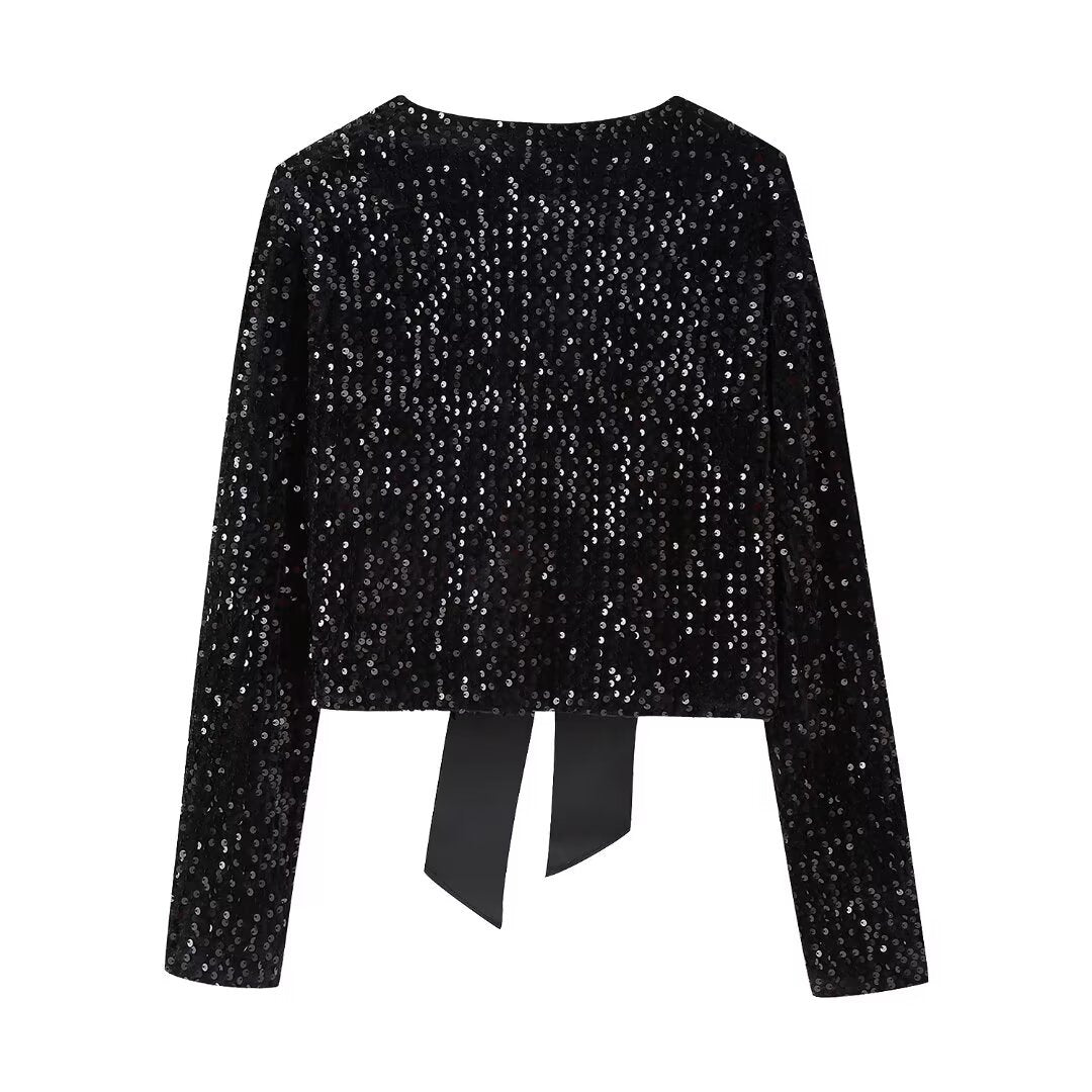 Women’s Sequin Bow Cardigan