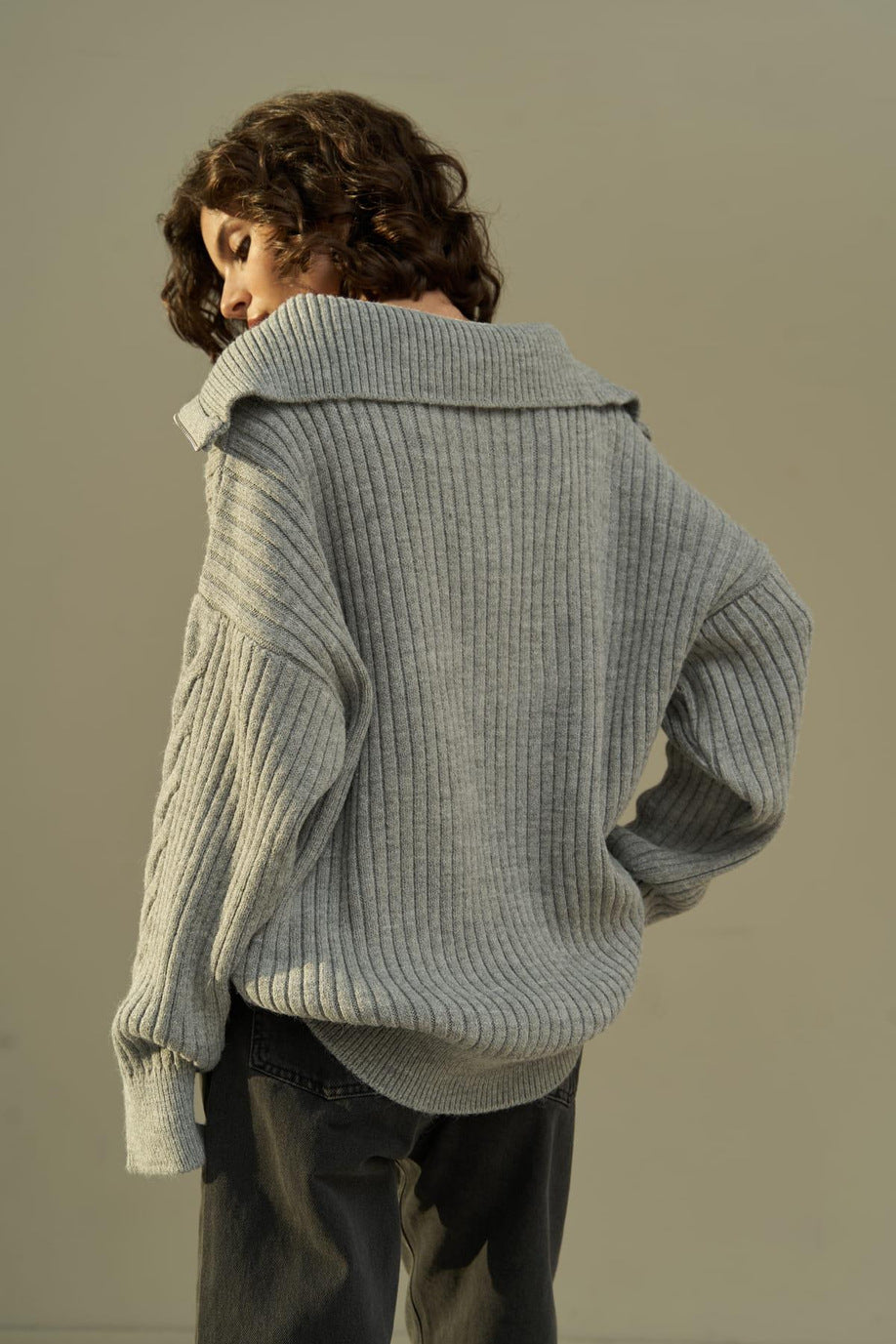 Oversized Half Zip Knitted Sweater