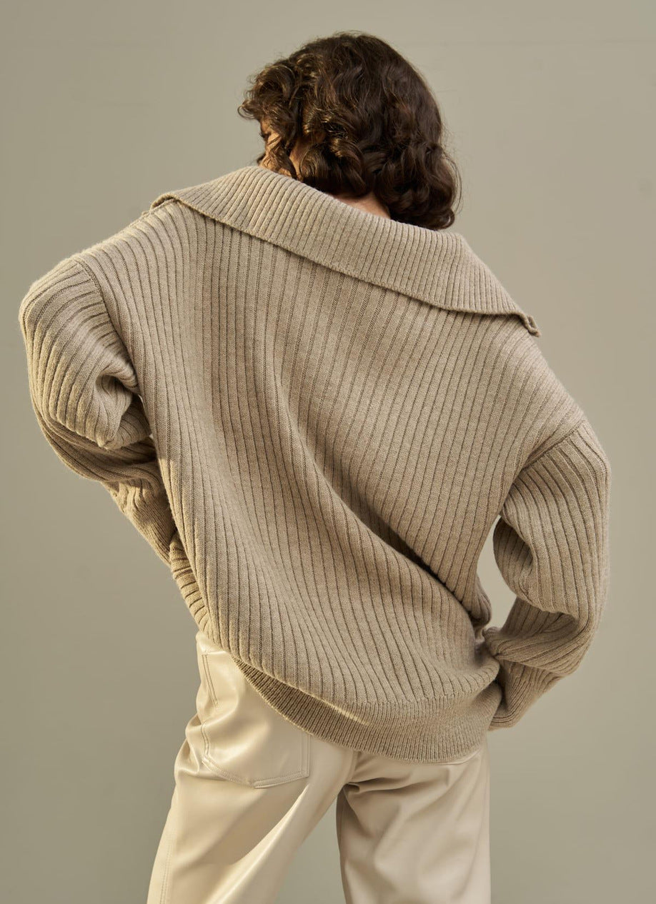 Oversized Half Zip Knitted Sweater