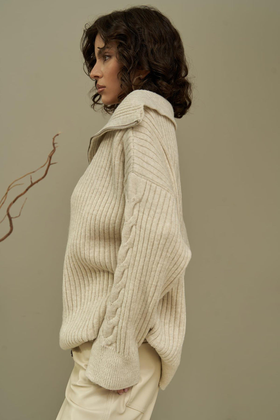 Oversized Half Zip Knitted Sweater