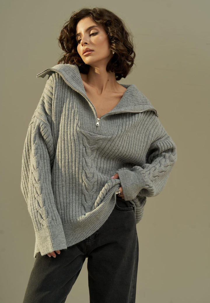 Oversized Half Zip Knitted Sweater
