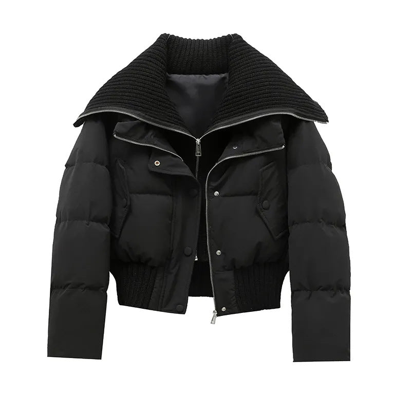 Knit-Trim Padded Bomber Jacket