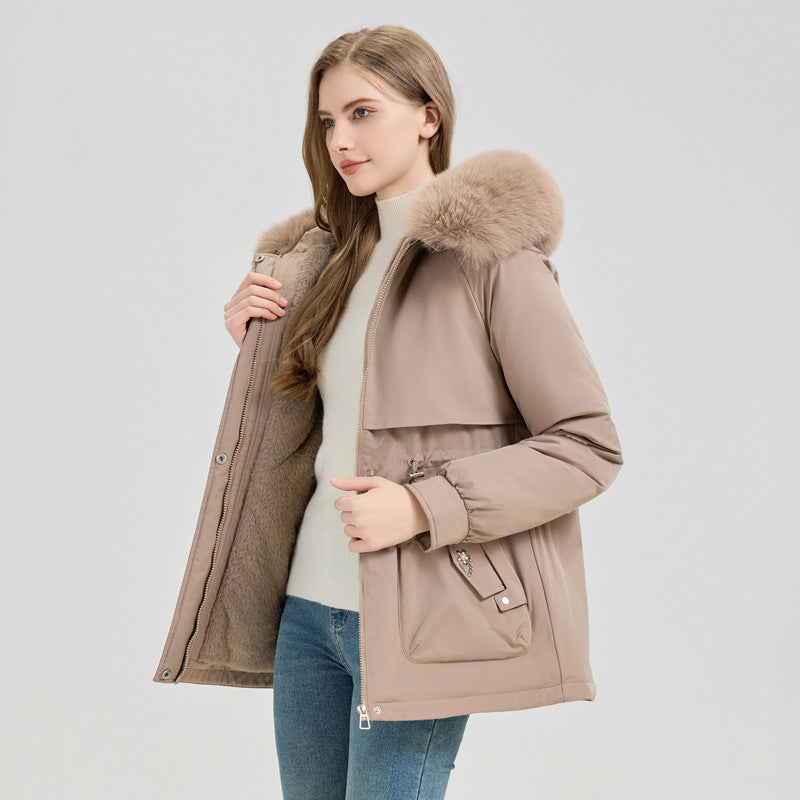 Women’s Thick Parka Coat with Detachable Faux Fur Collar