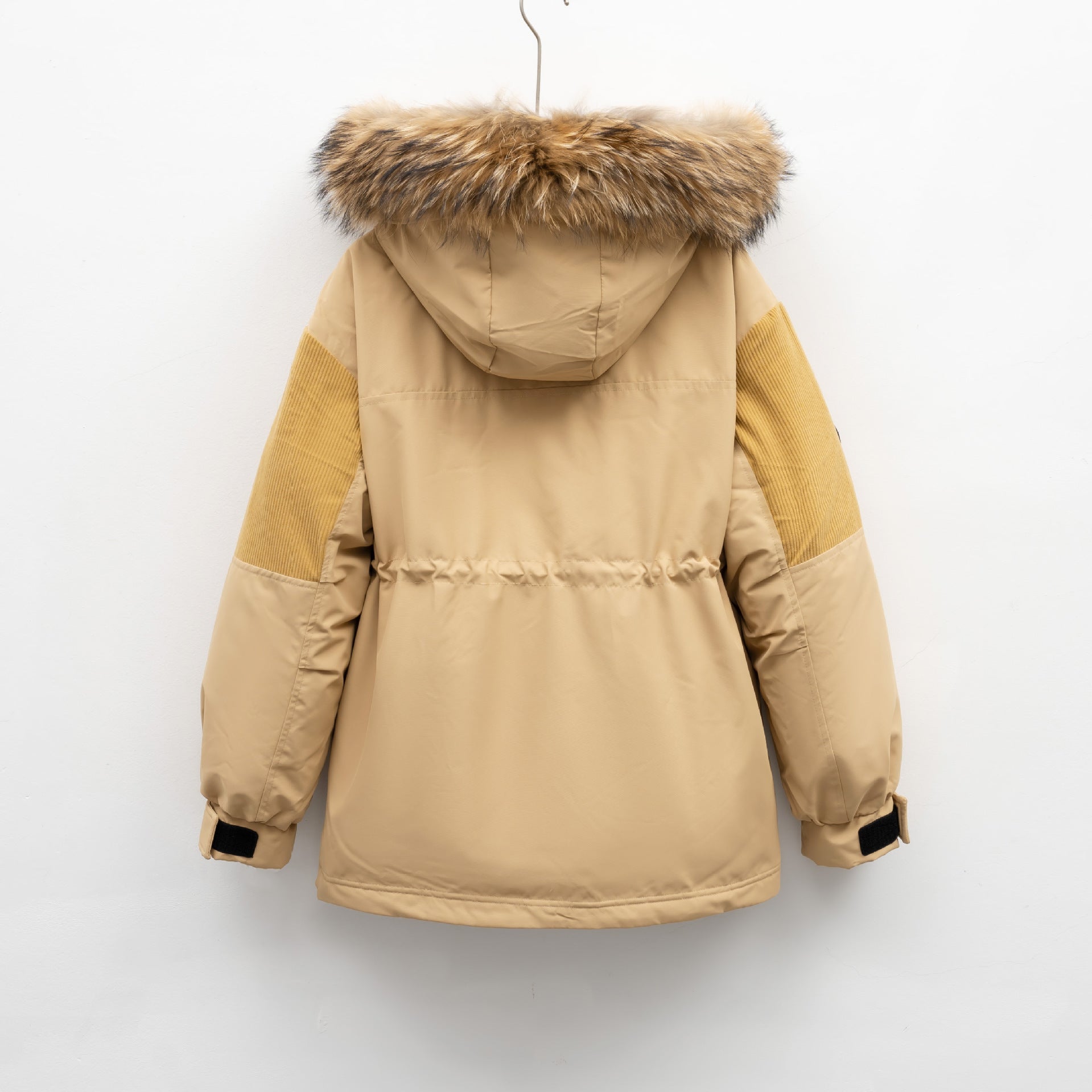 Women’s Yellow Thick Puffer Jacket with Faux Fur Hood