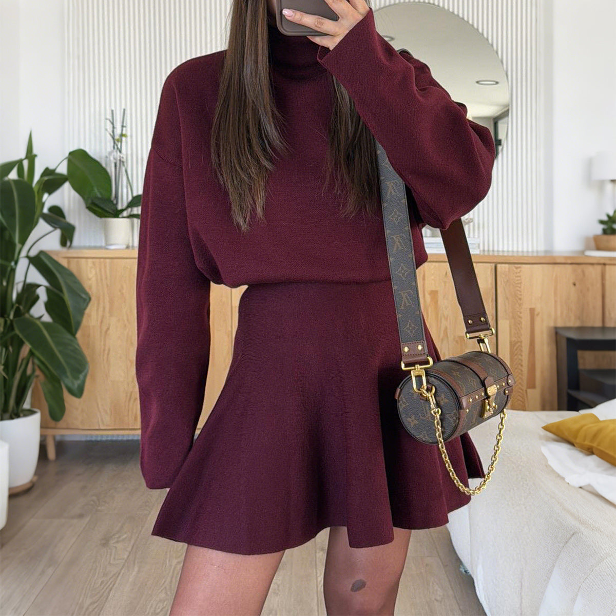 Two-Piece Knit Sweater and Skirt Set