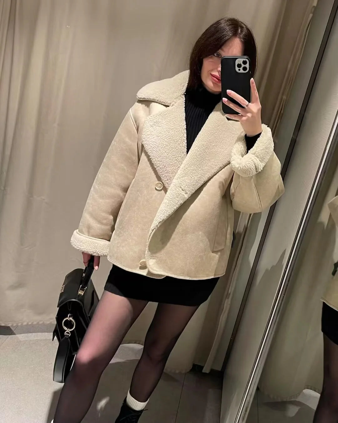 Faux Shearling Short Coat