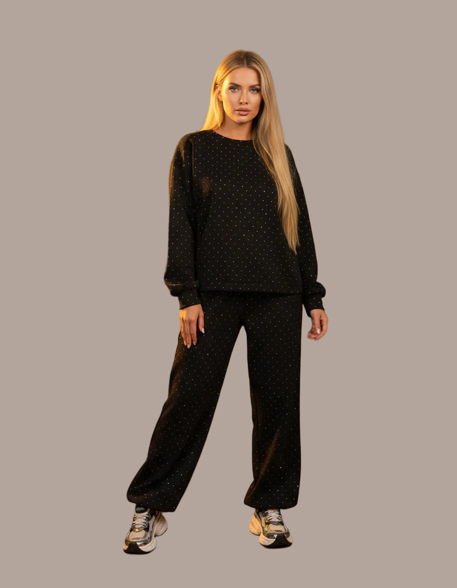 2-Piece Rhinestone Loungewear Set