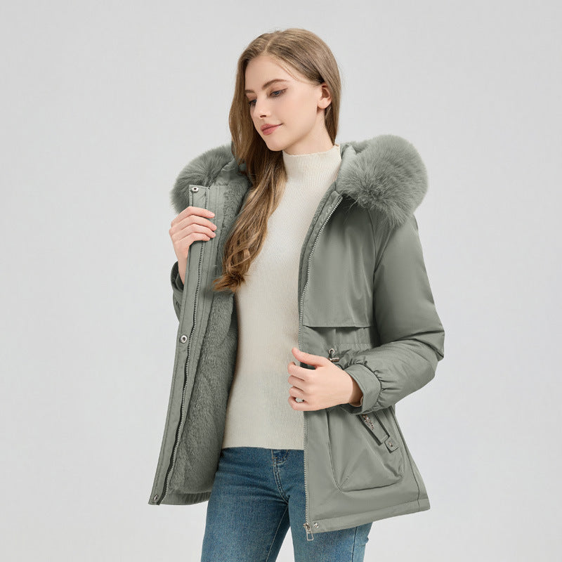 Women’s Thick Parka Coat with Detachable Faux Fur Collar