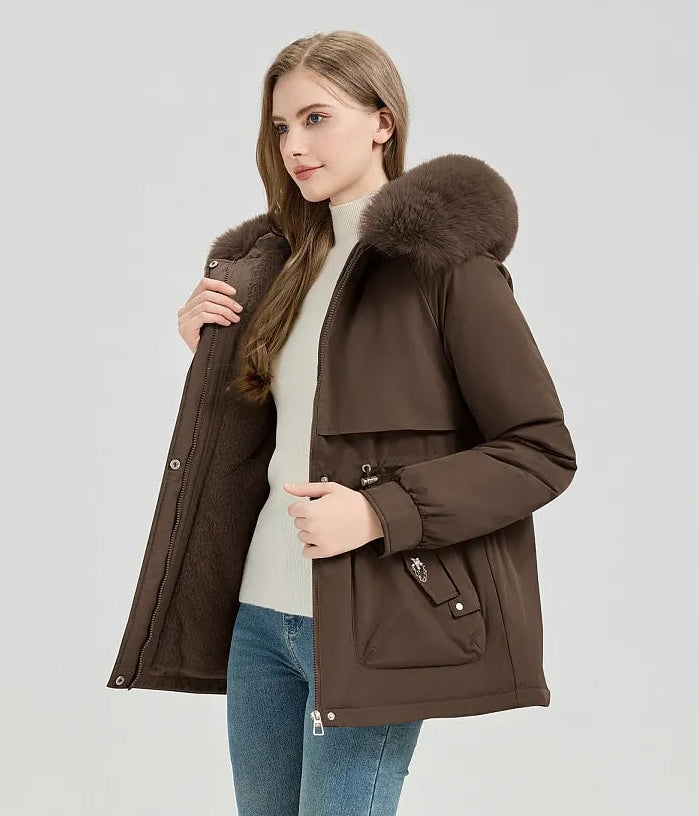 Women’s Thick Parka Coat with Detachable Faux Fur Collar