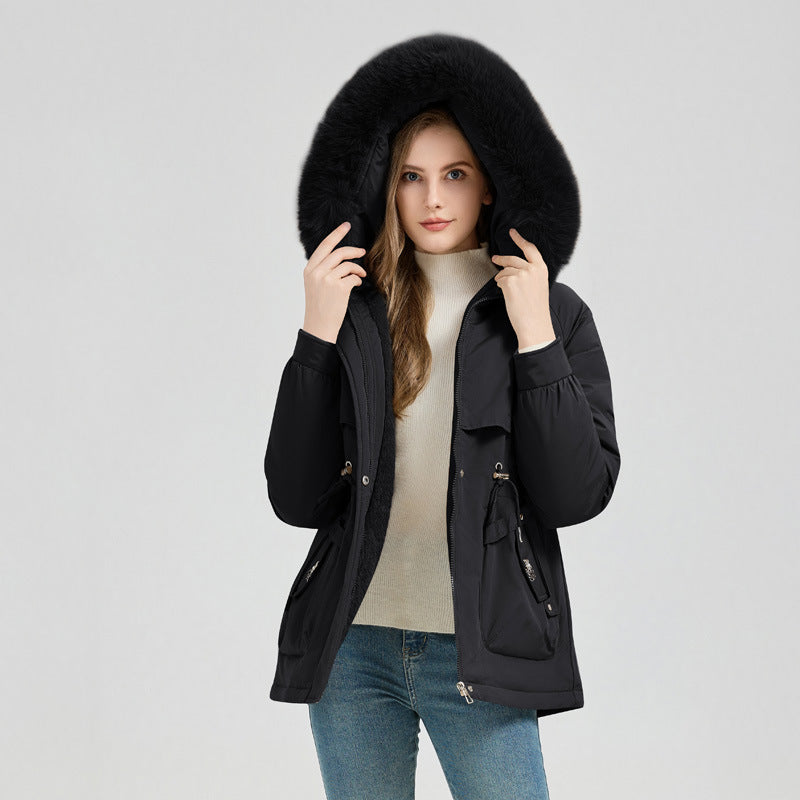 Women’s Thick Parka Coat with Detachable Faux Fur Collar