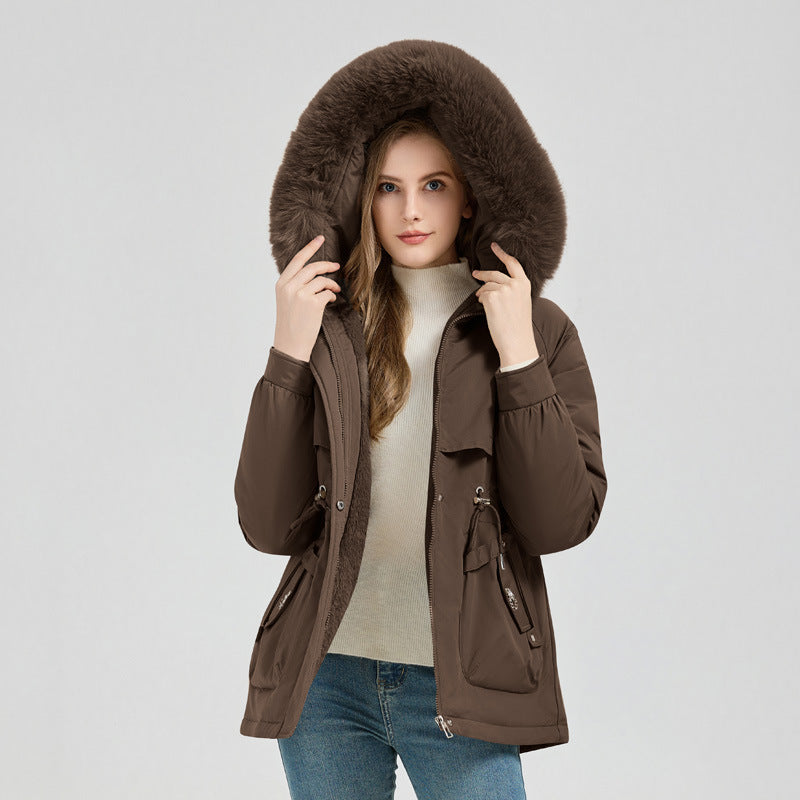 Women’s Thick Parka Coat with Detachable Faux Fur Collar