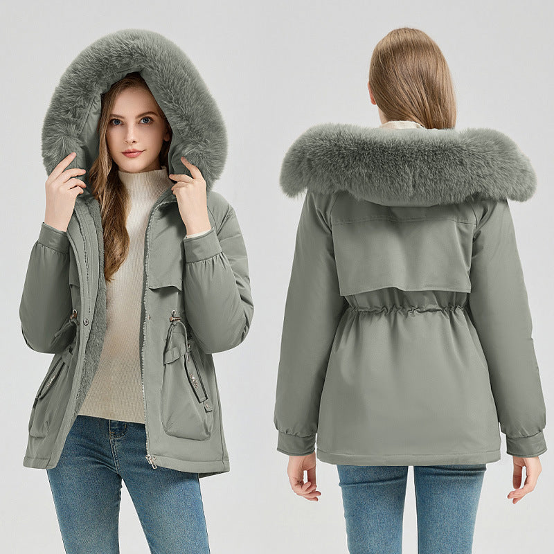 Women’s Thick Parka Coat with Detachable Faux Fur Collar