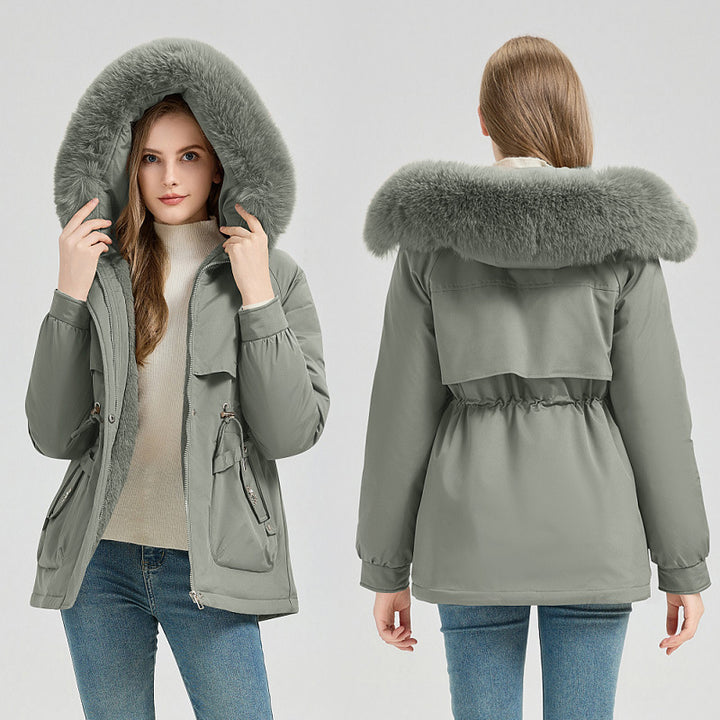 Women’s Thick Parka Coat with Detachable Faux Fur Collar