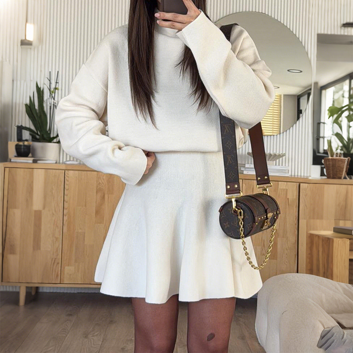 Two-Piece Knit Sweater and Skirt Set