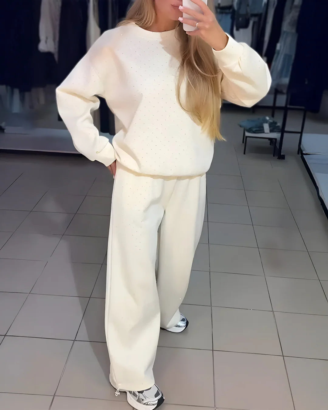 2-Piece Rhinestone Loungewear Set