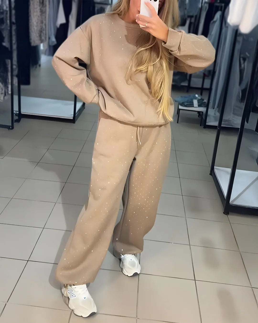 2-Piece Rhinestone Loungewear Set