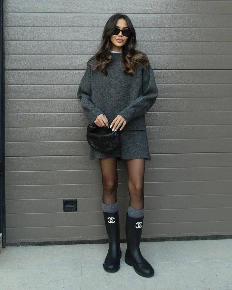 Knit Sweater and Skirt Set