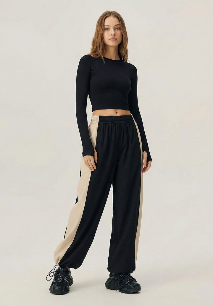 Colorblock Wide-Leg Track Pants