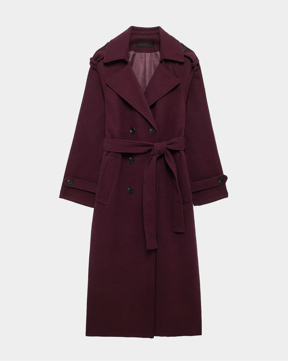 Elegant Burgundy Woolen Coat