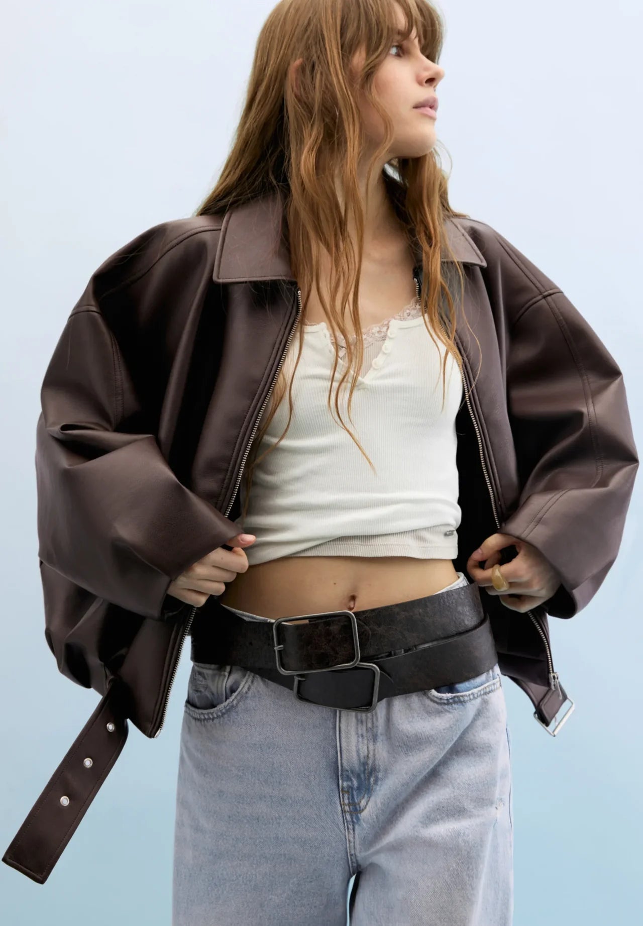 Women’s Oversized Leather Jacket