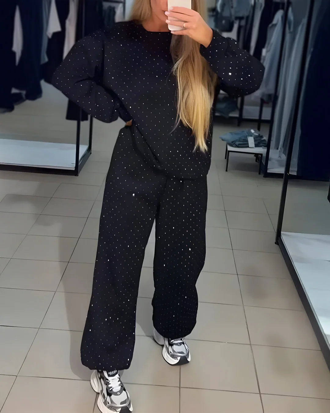 2-Piece Rhinestone Loungewear Set